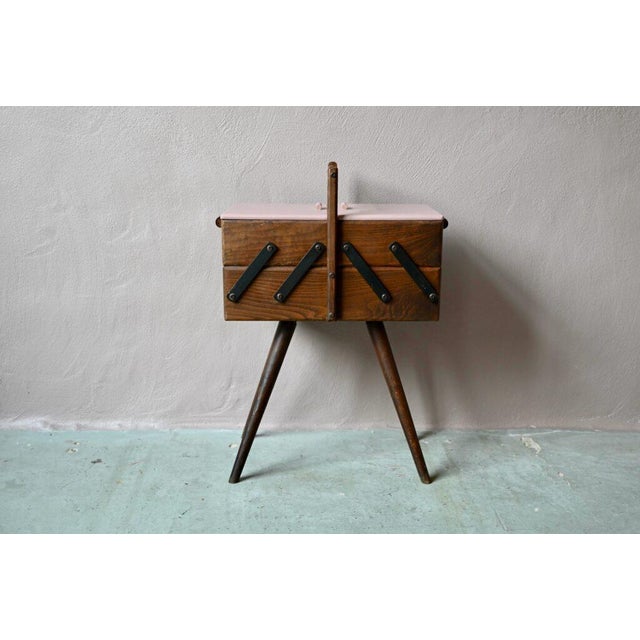 French Sewing Cabinet with Compass Feet, 1960s For Sale - Image 4 of 17