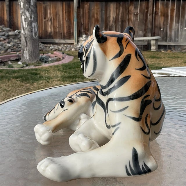 Mid-Century Modern Mid 20th Century Lomonosov Porcelain Tiger For Sale - Image 3 of 7