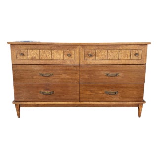 Mid-Century Walnut and Burl Wood Double Dresser by Lane, 1960s For Sale