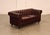 High Quality Tufted Red Leather Sofa or Loveseat with Brass Tack Trim and Loose Seat Cushions, Mounted on Turned Feet