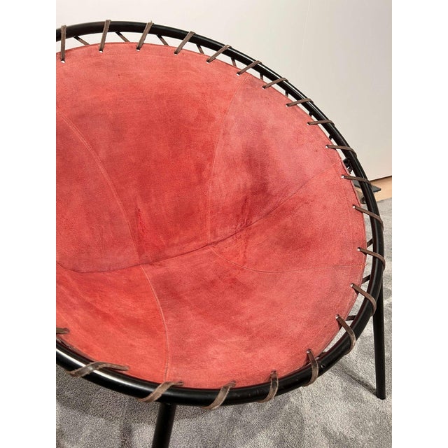 Balloon Lounge Chair in Red Suede & Metal by Hans Olsen For Sale - Image 11 of 18