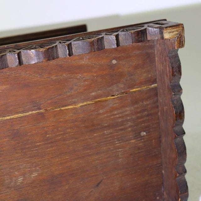 Antique Gothic Style Chip Carved Walnut Keepsake Box C1860 For Sale - Image 12 of 12