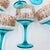 1980s Silent Pool Intricately Realised Copa Balloon Gin Glass Aqua 6pc Stem Goblets For Sale In Palm Springs - Image 6 of 7