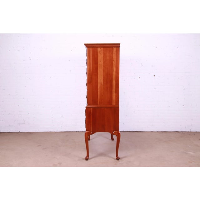 Ethan Allen Early American Queen Anne Solid Cherry Wood Highboy Dresser For Sale - Image 11 of 13