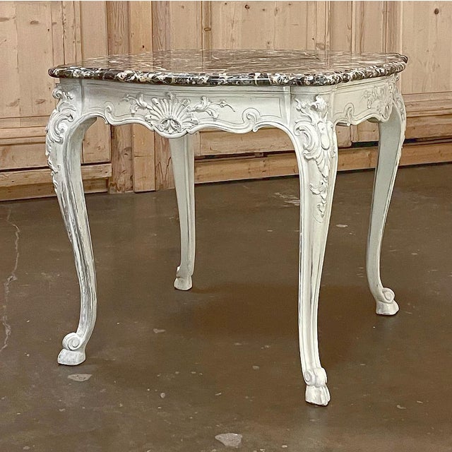 19th Century French Regence Painted Marble Top Table For Sale In Dallas - Image 6 of 14