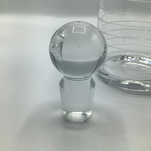 Ring Etched Decanter 4 Lowball Glasses and 2 Highball Glasses-Set of 7 For Sale - Image 10 of 11