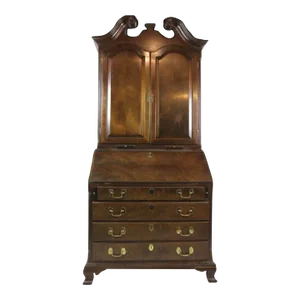 Late 20th Century Maitland Smith Flame Mahogany Chippendale Style Secretary Desk With Bookcase