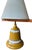 1950s Italian Hand-Painted Mustard Yellow Blue and White Tole Lamp With Shade For Sale - Image 4 of 8