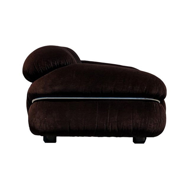 Cassina Space Age Brown Alpaca Velvet Sesann Chair by Gianfranco Frattini for Cassina, 1972 For Sale - Image 4 of 13