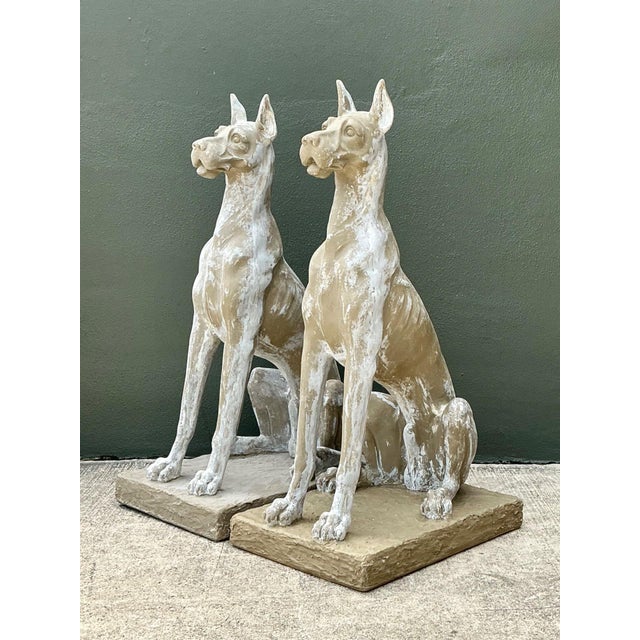 Vintage Eco Plaster Great Dane Sculptures - Pair For Sale In West Palm - Image 6 of 17