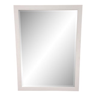 Contemporary White Dotted-Trim Rectangular Wall Mirror For Sale