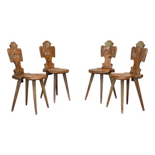 Rustic Tyrolean Chairs, 1960s, Set of 4 For Sale