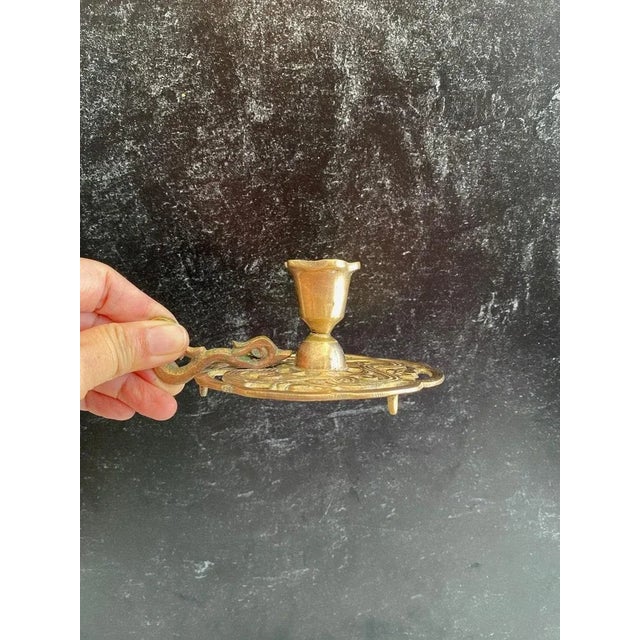 Vintage brass candle | vintage chamberstick candleholder | midcentury modern candleholder vintage brass candleholders...