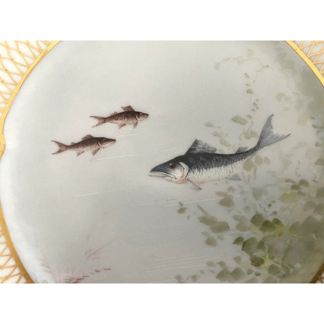 French Antique French Limoges Fish Plates- A Set of 2 For Sale - Image 3 of 10