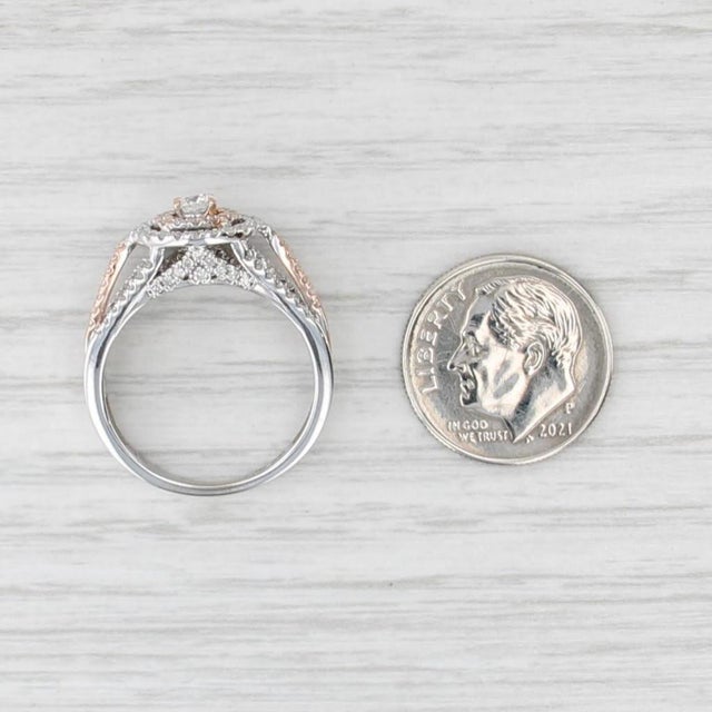 Transparent 0.58ctw Diamond Halo Engagement Ring 14k White Rose Gold Size 7 Cathedral For Sale - Image 8 of 8
