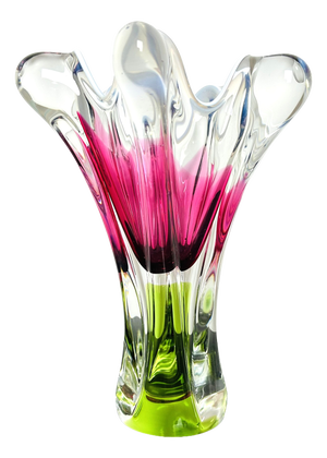 Model 316/1/25 Pink and Green Art Glass Vase by Josef Hospodka for Chřibská, Czechoslovakia, 1960s
