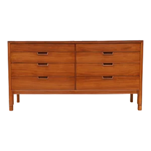 1960s Mid Century Walnut 8 Drawer Dresser by Mount Airy Janus Collection