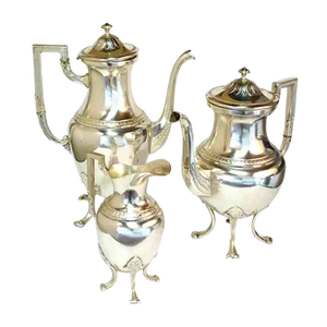 Antique Jugendstil Silver Metal Tea Set from WMF, 1900s