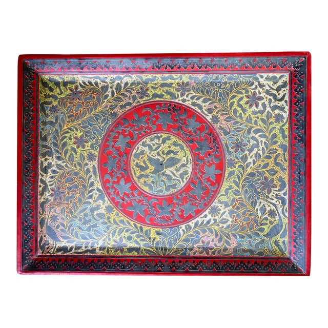 Pair of Signed Vintage Mexican Lacquer Trays by Damaso Ayala J., Mexico City, C. 1975 For Sale