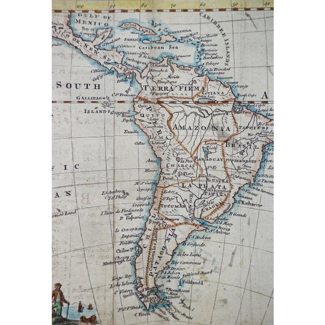 Mid 18th Century A Hand Colored 18th Century Framed Map of South America by Thomas Jefferys, 1750 For Sale - Image 5 of 7