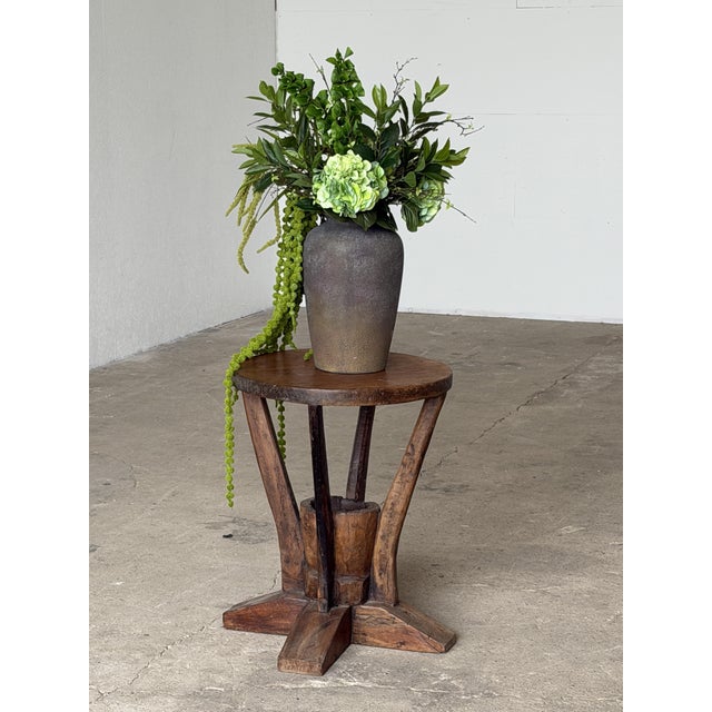Sculptural Folk Art Side Table in Wood For Sale - Image 10 of 11