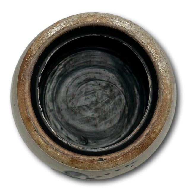 Hard to Find Small 1 Gallon Size Antique American Blue Decorated Stoneware Butter Churn - Circa Mid 1800s For Sale - Image 11 of 18