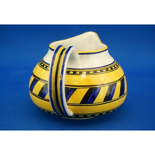 Yellow Majolica Ceramic Jug with Coat of Arms and Double-Headed Eagle by Dino Rofi for Santa Lucia, Siena, Italy, 1920s For Sale - Image 8 of 18