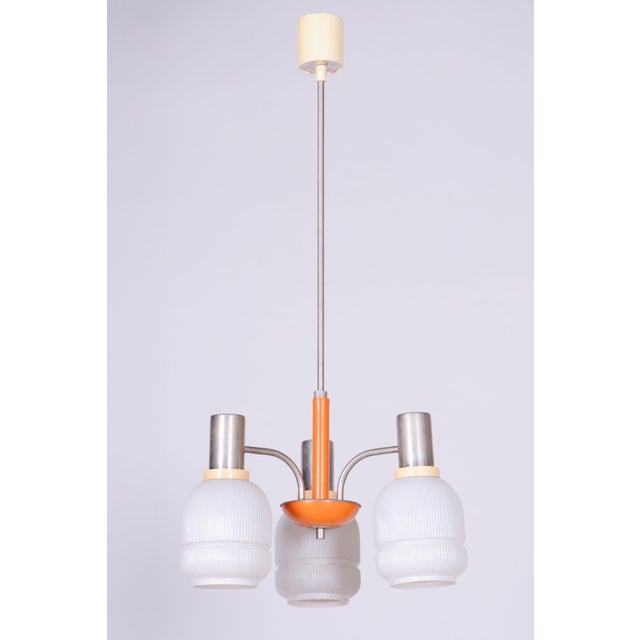 Mid-Century Chandelier in Chromed Steel and Glass from Drukov, Czech, 1970s For Sale - Image 12 of 12