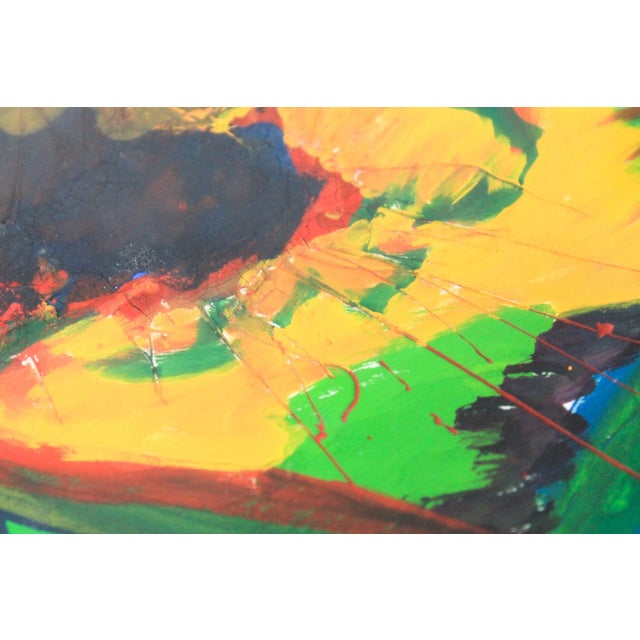 Orange Colored Framed Vintage Painting For Sale - Image 8 of 12