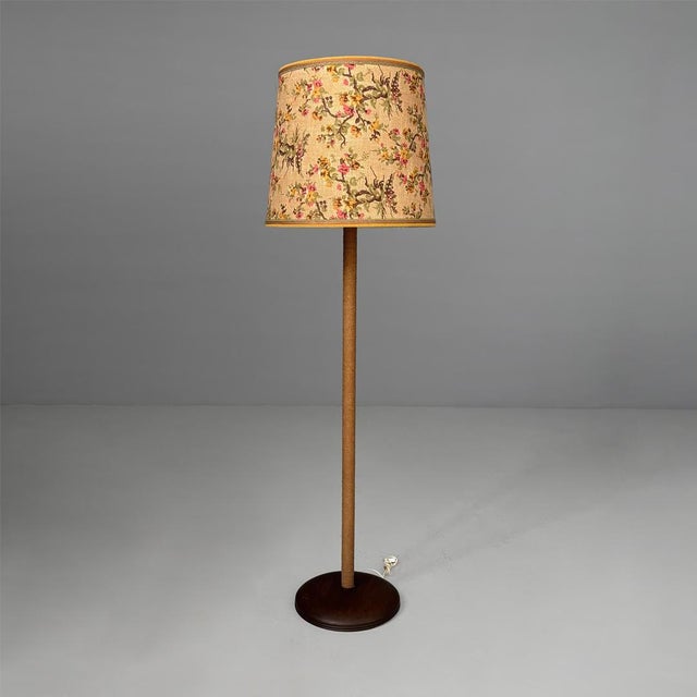 Art Deco Italian Floor Lamp in Wood, Fabric and Rope, 1930s For Sale - Image 13 of 13