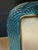 This is a striking vintage picture frame, crafted with a bold combination of twisted turquoise Murano glass and brass...