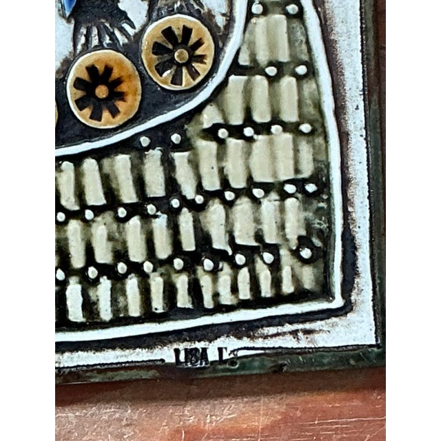 Mid-Century Modern Vintage Boho Original Studio Pottery Viking Ship Tile For Sale - Image 3 of 6