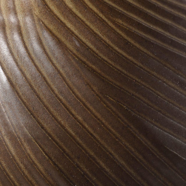 Mid-Century Modernist Spiral Grooved Table Lamp in Burnt Umber Ceramic For Sale - Image 12 of 12