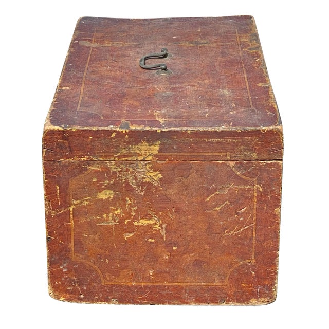 Wood Antique Painted Document Box - Faux Tortoise Shell Decoration For Sale - Image 7 of 11