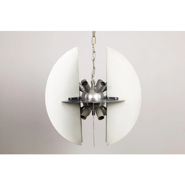 Space Age Ivory Metal Chandelier For Sale - Image 3 of 8