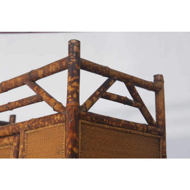 Beige 20th Century Victorian English Bamboo and Rattan Wardrobe with Chair, 1920, Set of 2 For Sale - Image 8 of 11