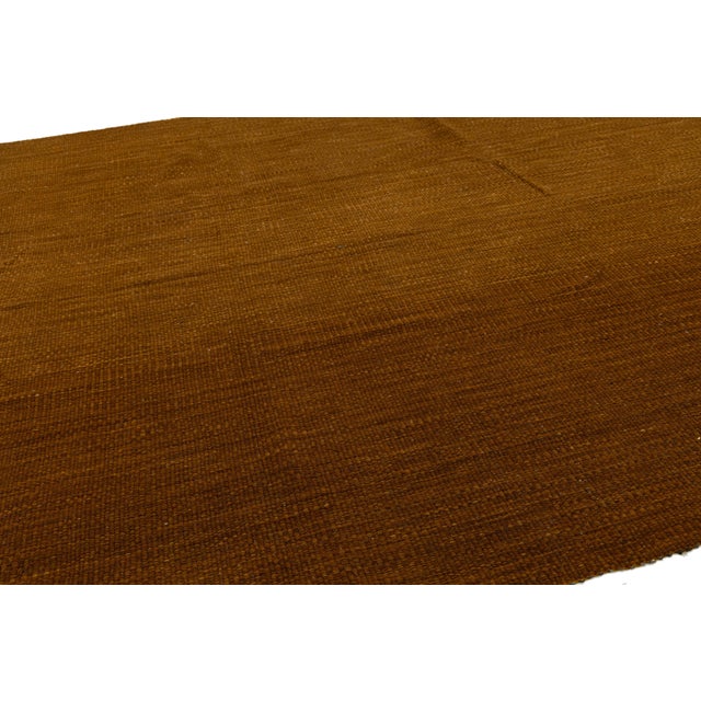 Burnt Umber Contemporary Earth-Tone Flatweave Kilim Wool Area Rug 10x16 For Sale - Image 8 of 11