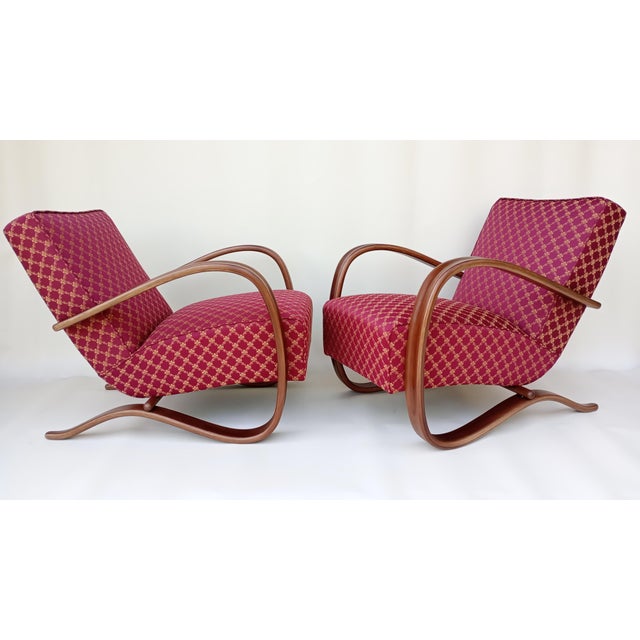 Beautiful, iconic H-269 armchairs from the famous designer Jindřich Halabala. This model is also exhibited at the Museum...