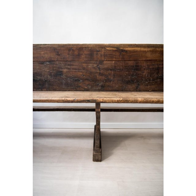 Brown Vintage Church Bench in Beech For Sale - Image 8 of 18