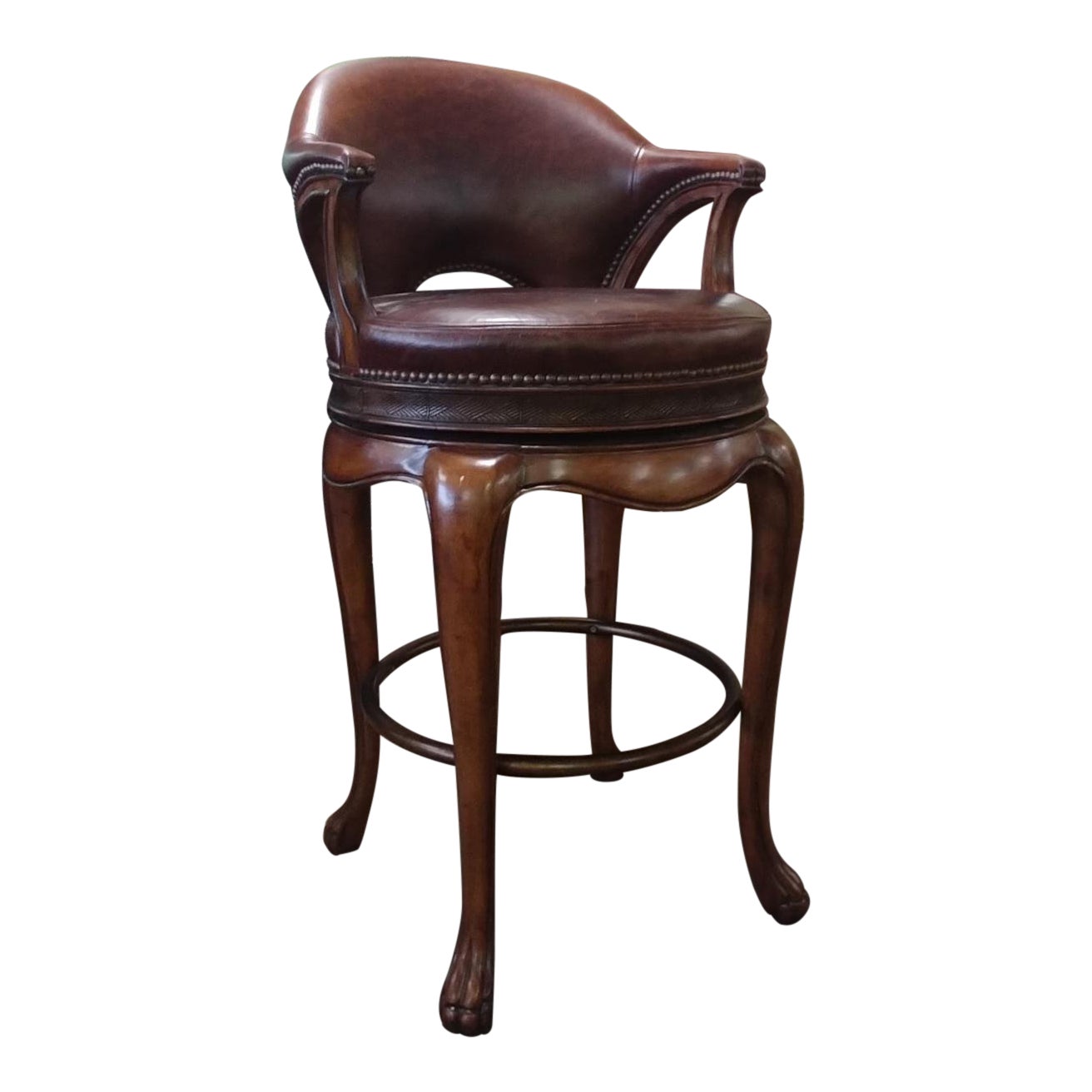 Modern Thomasville Furniture Ernest Hemingway Kenyan Leather Swivel