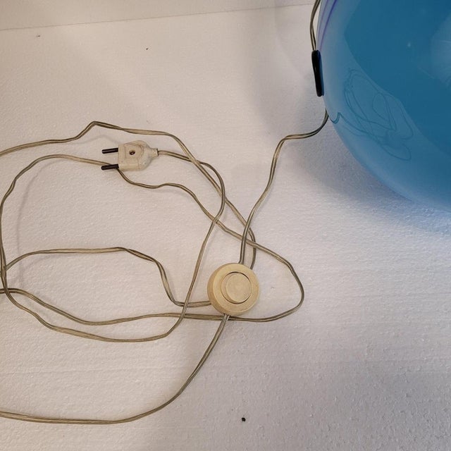 Art Deco Table Lamp in Blue Glass Sphere from Charles Schneider Workshop, France, 1940s For Sale - Image 18 of 18