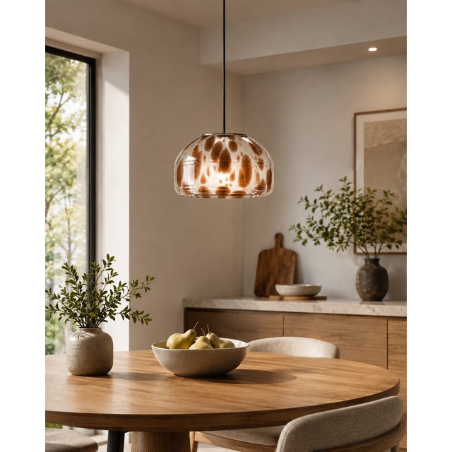 Ice Blue Speckled Blown Glass Pendant Light by Artem Zakharchenko-Halytskyi For Sale - Image 4 of 5
