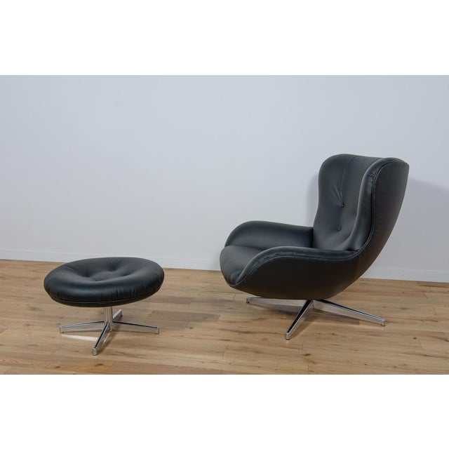 Black Set of Mid-Century ML 214 Lounge Chair with Ottoman by Illum Wikkelsø for Mikael Laursen, 1960s For Sale - Image 8 of 18