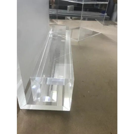 Modern Transparent Lucite Coffee Table For Sale - Image 3 of 5