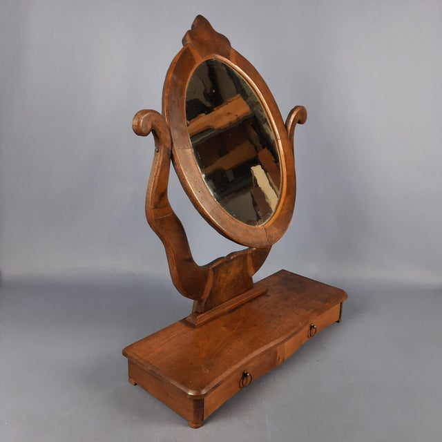 Antique Tilting Wooden Table Mirror with Drawers, 1930s For Sale - Image 3 of 13