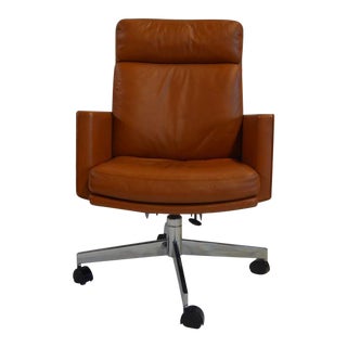 Vintage Stow Davis Leather Rolling Office Chair For Sale