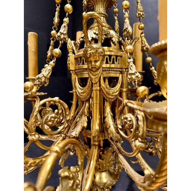 Late 19th Century 19th-Century Louis XVI Gilt Bronze Twelve-Light Chandelier For Sale - Image 5 of 9