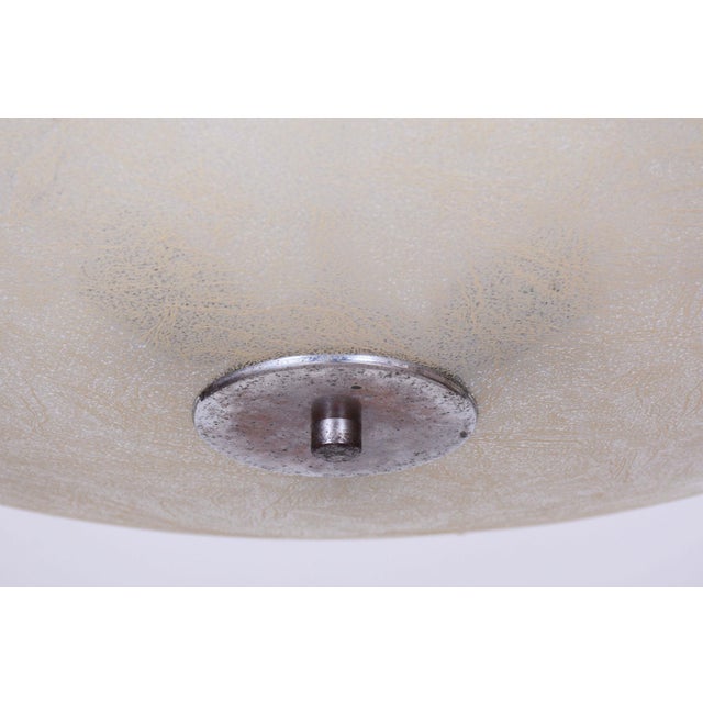 Bauhaus Chandelier in Chrome, Steel and Frosted Glass, Czech, 1940s For Sale - Image 4 of 13