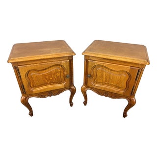 Louis XVI French Bedside Tables in Oak, Set of 2 For Sale