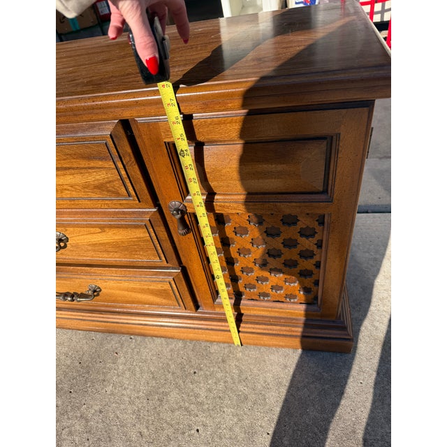 Vintage Style Cane Front Buffet With Brass Hardware For Sale In Detroit - Image 6 of 6
